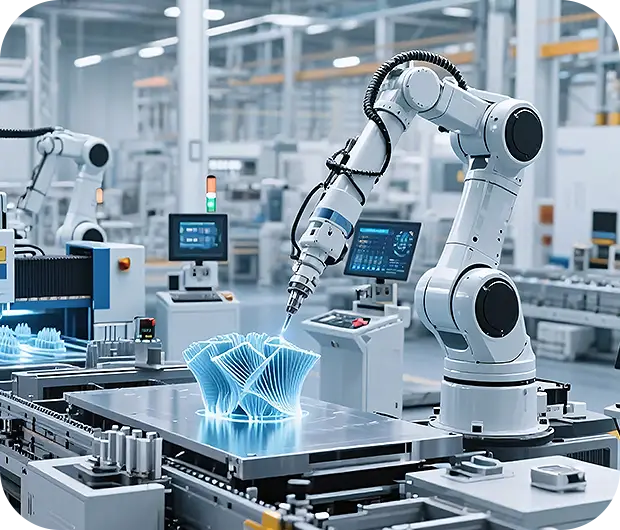 Robotic arm on a smart factory line